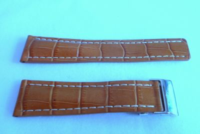 Aftermarket Breitling Brown Real Leather strap and steel clasp 24mm